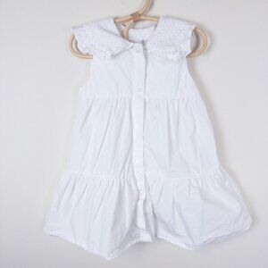 Zara Cotton Poplin Cottagecore Eyelet Collar Tiered Dress White Toddler 2-3Y